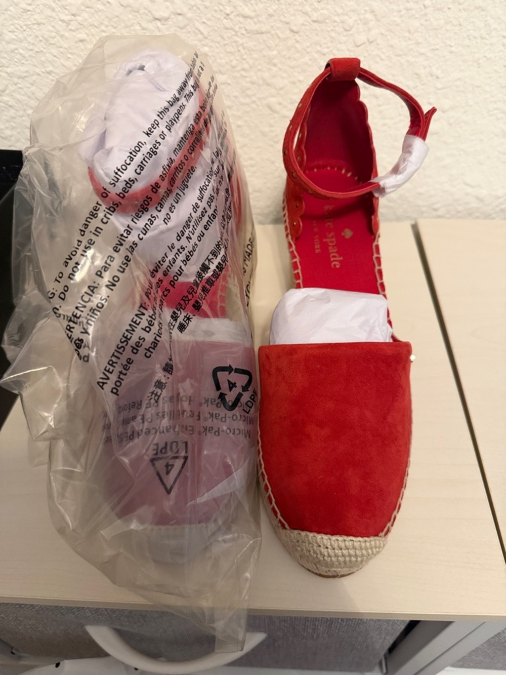kate spade Red Suede Espadrille Ankle-Strap Wedges